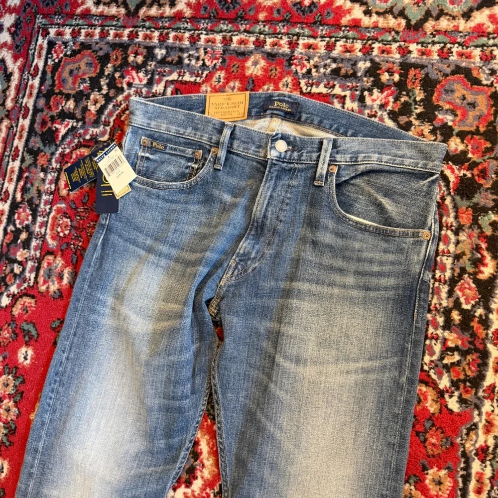 Polo Ralph Lauren Varick Slim Straight Performance Denim Blue Jeans 32x34 NWT
